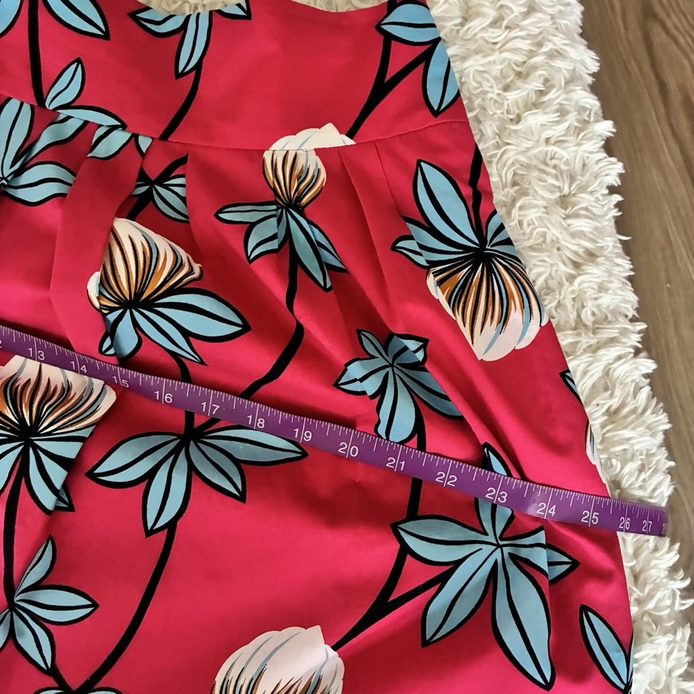 Ann Taylor Factory Pink Floral Pleated A-Line Skirt - Size 4 EUC - Picture 8 of 10
